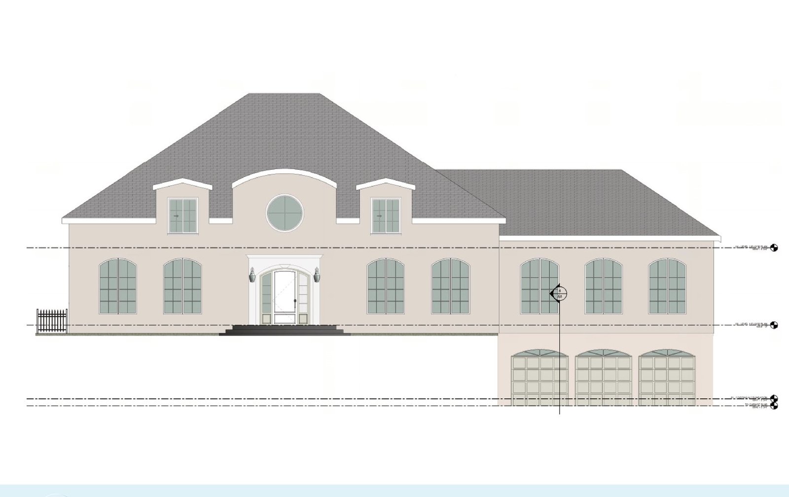 Jex Residence front elevation drawing
